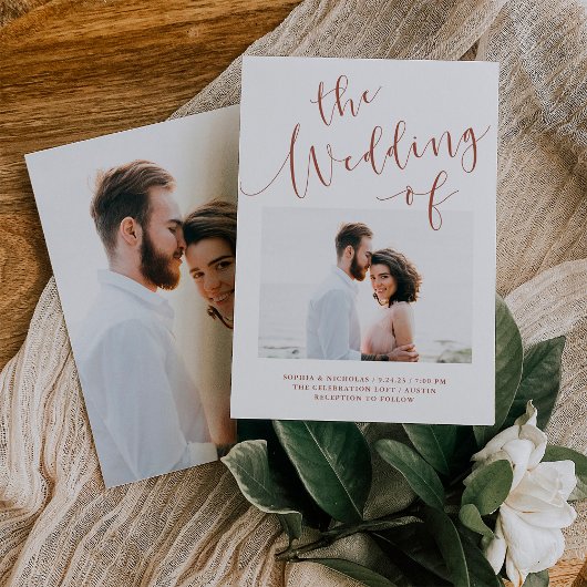 エレガントロマンス | テラコッタ ツー フォト ウェディング 招待状