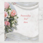 & エレガントロマンチックなホワイトパールピンクのバラ ワインラベル (シングルラベル)