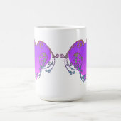 エレガントロマンチックな紫のハート コーヒーマグカップ (中央)