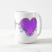 エレガントロマンチックな紫のハート コーヒーマグカップ (正面右)
