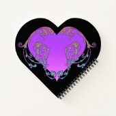 エレガントロマンチックな紫のハート ノートブック (裏面)