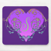 エレガントロマンチックな紫のハート マウスパッド (正面)