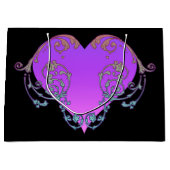 エレガントロマンチックな紫のハート ラージペーパーバッグ (正面)