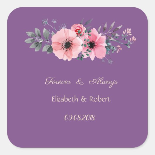 エレガントロマンティックフラワウェディング スクエアシール (正面)