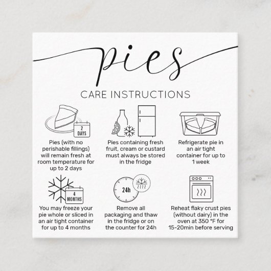 エレガントロミニマルゴ焼いたパイの気に指示 スクエア名刺 (正面)