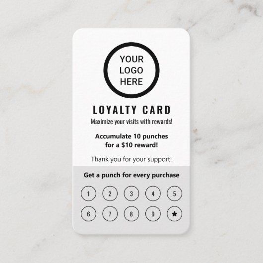 エレガントロモダンミニマルゴのブランドの顧客パンチ ロイヤリティカード (正面)