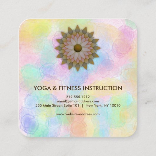 エレガントロータスフラワーロゴヨガスクエアビジネスカー スクエア名刺 (裏面)