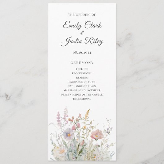 エレガントワイルドフラワーフローラウォーター結婚カラー プログラム (正面)