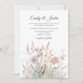 エレガントワイルドフラワーフローラウォーター結婚カラー 招待状 (正面)