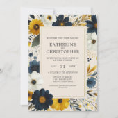 エレガントワイルドフラワーベージュウォーター結婚カラー 招待状 (正面)