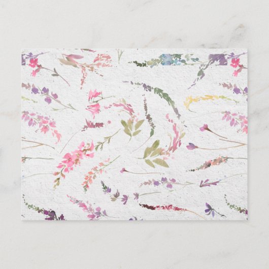 エレガントワイルフラワー水彩フローラ日付アイディア ポストカード (裏面)