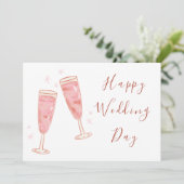 エレガントワイングラスモダンシック幸せな結婚式の日 カード (スタンド正面)