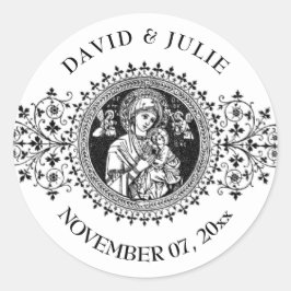 エレガントヴァージンクラシックメアリーイエス白黒 ラウンドシール