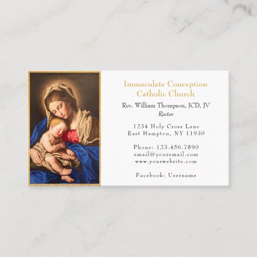 エレガントヴァージンクラシックメアリー&チャイルド金ゴールド教会 名刺 (正面)