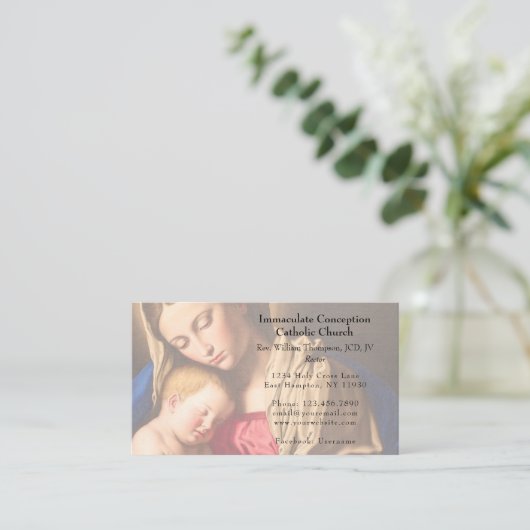 エレガントヴァージンクラシックメアリー&チャイルド金ゴールド教会 名刺 (スタンド正面)