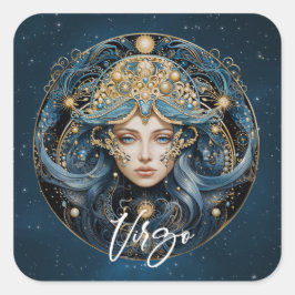 エレガントヴァージンファンタジー〔占星術の〕十二宮図ブラック金ゴールド《星座》乙女座 スクエアシール