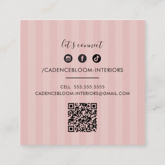 エレガントヴィンテージかわいらしルネッサンスピンク スクエア名刺 (裏面)