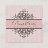 エレガントヴィンテージかわいらしルネッサンスピンク スクエア名刺 (正面)