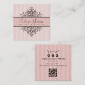 エレガントヴィンテージかわいらしルネッサンスピンク スクエア名刺 (正面/裏面)