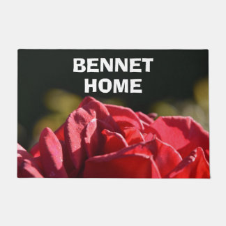 エレガントヴィンテージかわいらしレッドローズファミリーラージ ドアマット