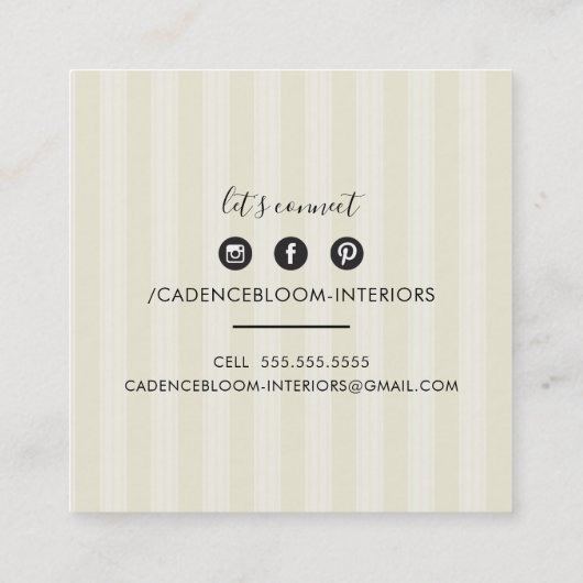 エレガントヴィンテージかわいらし美しいルネッサンスアイボリー スクエア名刺 (裏面)