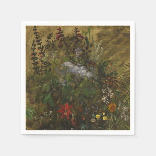 エレガントヴィンテージの暗いフローラ スタンダードカクテルナプキン (正面)