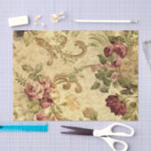 エレガントヴィンテージの金ゴールド壷のバラ 薄葉紙 (クラフト)