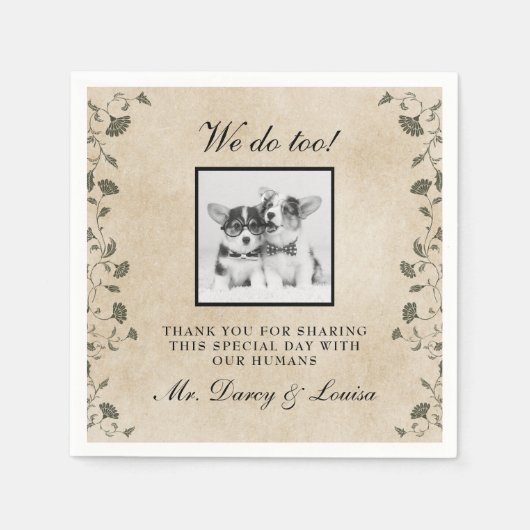 エレガントヴィンテージは犬のペットの子供の結婚こと スタンダードカクテルナプキン (正面)