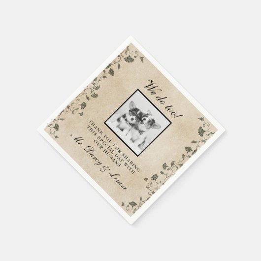 エレガントヴィンテージは犬のペットの子供の結婚こと スタンダードカクテルナプキン (角)