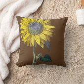 エレガントヴィンテージひまわり可無地の性茶 クッション (ブランケット)