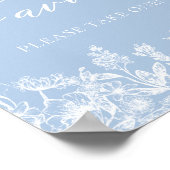 エレガントヴィンテージほこりっぽい青フローラの好意サイン ポスター (角)