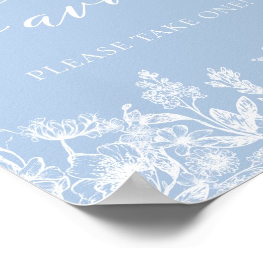 エレガントヴィンテージほこりっぽい青フローラの好意サイン ポスター (角)