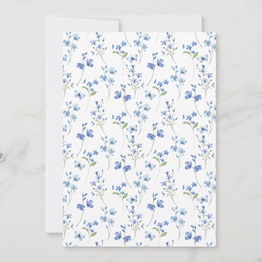 エレガントヴィンテージほこりっぽい青結婚野花 招待状 (裏面)