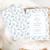 エレガントヴィンテージほこりっぽい青結婚野花 招待状