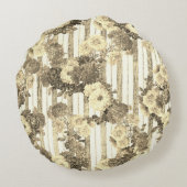 エレガントヴィンテージアンティークチクストライプのクフローラ ラウンドクッション (裏面)