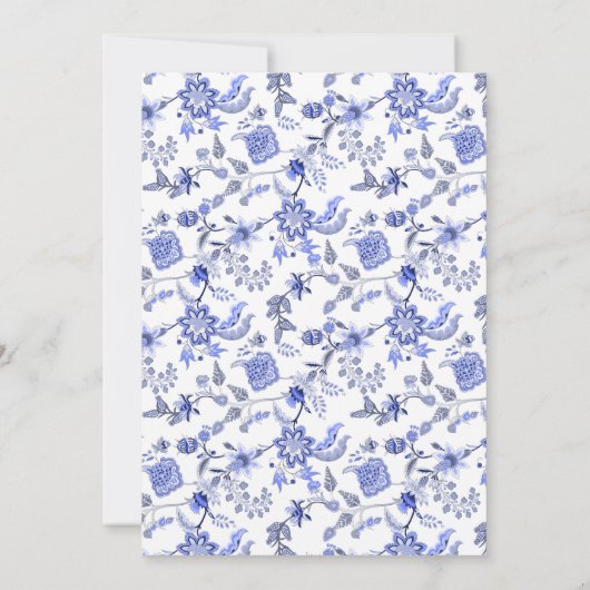 エレガントヴィンテージアンティークブルーフローラ100位 招待状 (裏面)