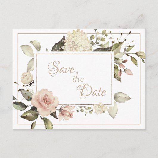 エレガントヴィンテージアンティーク水色フローラ結婚ズ ポストカード (正面)