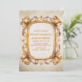 エレガントヴィンテージアンティーク金ゴールドフレーム100誕生日 招待状 (スタンド正面)