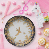 エレガントヴィンテージアートワーク金ゴールドツバメ ペーパープレート (パーティー)