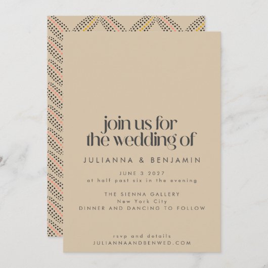 エレガントヴィンテージアールデコデザインサンドブラ結婚ック 招待状 (正面/裏面)