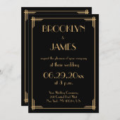 エレガントヴィンテージアールデコ結婚式招待状 招待状 (正面/裏面)