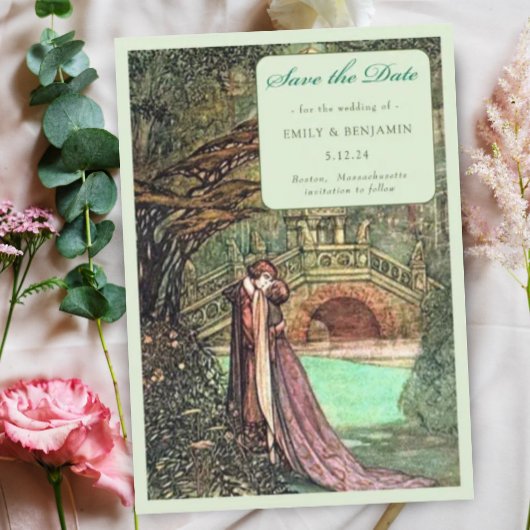 エレガントヴィンテージアールヌーボーフォレ結婚スト セーブザデート