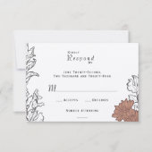 エレガントヴィンテージアールヌーボーフォーマルフローラ結婚ズ 出欠カード (正面)