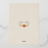 エレガントヴィンテージアールヌーボーフローラフレ結婚ーム 箔招待状 (裏面)