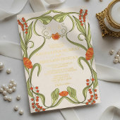 エレガントヴィンテージアールヌーボーフローラフレ結婚ーム 箔招待状