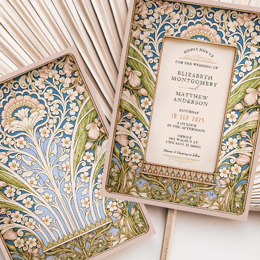 エレガントヴィンテージアールヌーボー結婚フローラ 招待状