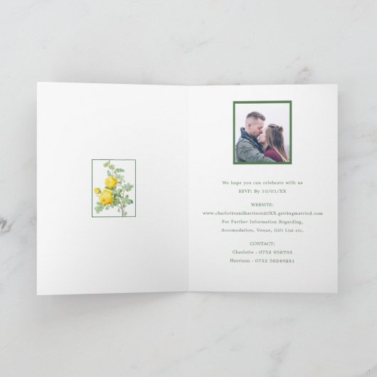 エレガントヴィンテージイエローローズ結婚式招待状 招待状 (内部)