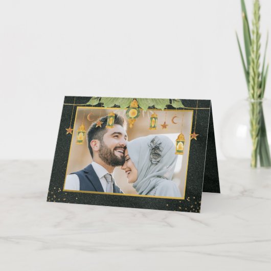 エレガントヴィンテージイスラームEid Mubarakフォトカード サンキューカード (正面)