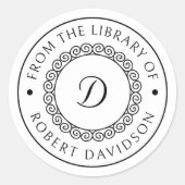 エレガントヴィンテージイニシャルラウンドライブラリ蔵書票 ラウンドシール (正面)