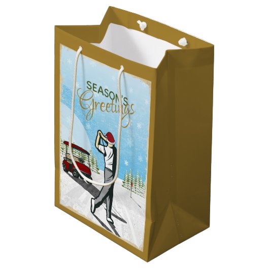 エレガントヴィンテージインスパイアグ・クリスマス ミディアムペーパーバッグ (正面アングル)